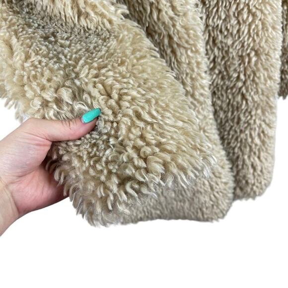 Zara Faux Fur Long Teddy Sherpa Jacket Coat Natural Beige Size Small 8490/241 - Picture 6 of 16